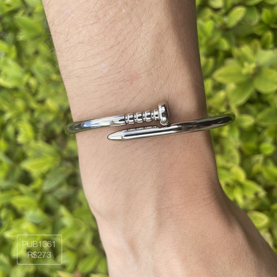 Bracelete Prego Liso Prateado